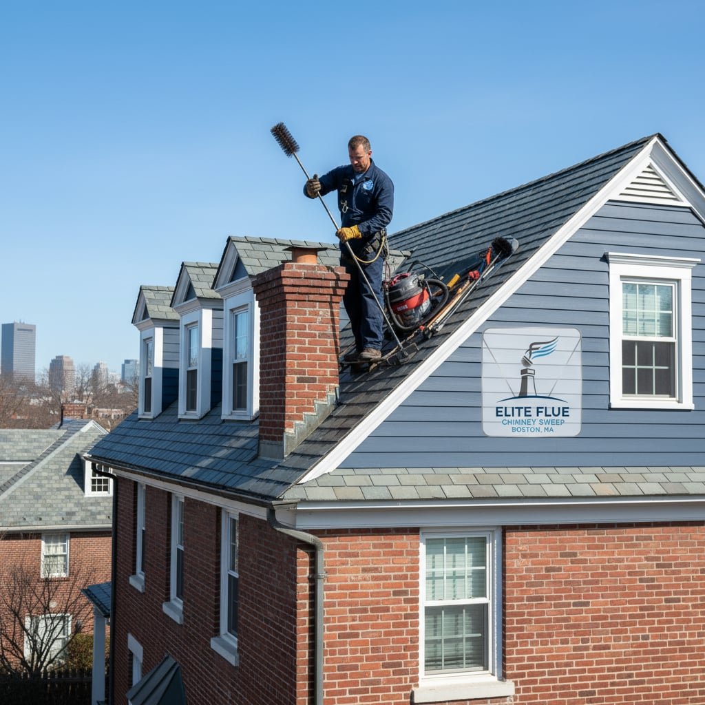 Elite Flue Chimney Sweep team working on chimney